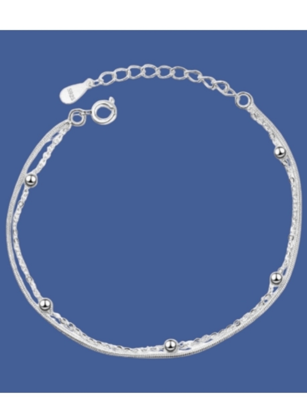 NEW Sterling Silver Double chain Bracelet - Picture 1 of 5